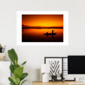 Poster Paysage du coucher de soleil avec un bateau-68465 (Bureau à domicile)