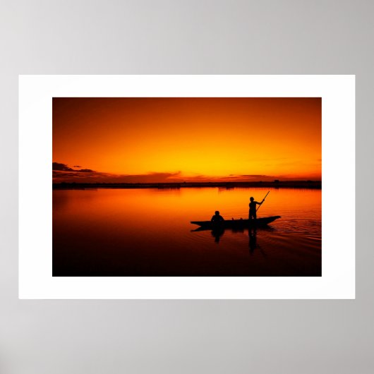 Poster Paysage du coucher de soleil avec un bateau-68465 (Devant)