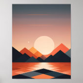 Poster Paysage du coucher de soleil géométrique (Devant)