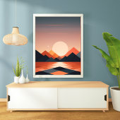 Poster Paysage du coucher de soleil géométrique