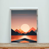 Poster Paysage du coucher de soleil géométrique