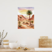 Poster Paysage du désert avec palmiers dattes (Cuisine)