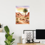 Poster Paysage du désert avec palmiers dattes (Bureau à domicile)