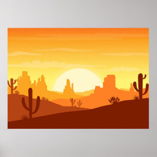 Poster Paysage du désert de Cactus