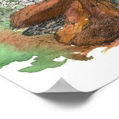 Poster Paysage du désert indien aux fleurs de pinceau (Coin)