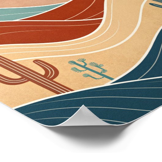 Poster Paysage du désert moderne du milieu du siècle (Coin)