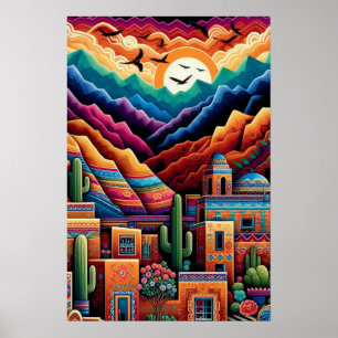 Poster Paysage du désert viant, Montagnes colorées