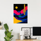 Poster Paysage du désert vident la nuit (Bureau à domicile)