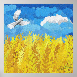 Poster Paysage du drapeau ukrainien