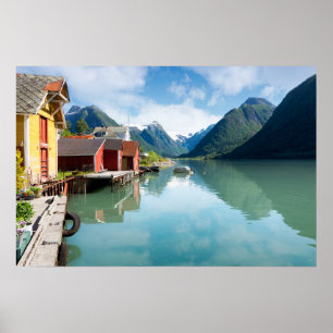 Poster Paysage du fjord de Fjaerlandsfjord en Norvège
