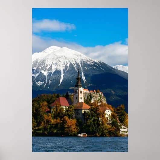 Poster Paysage du lac de Bled en automne (Devant)