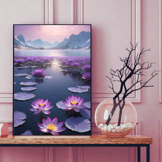 Poster Paysage du lac Lilypad Mountain