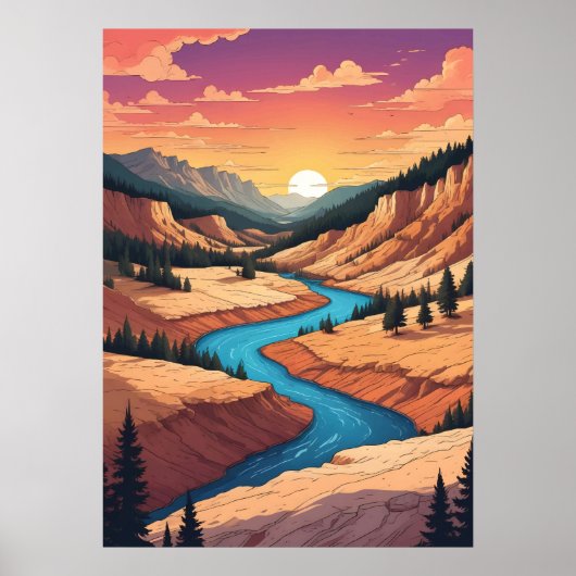 Poster Paysage du parc Yellowstone (Devant)