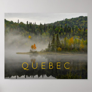 Poster Paysage du Québec Automne Lac avec Brume Photo d'A