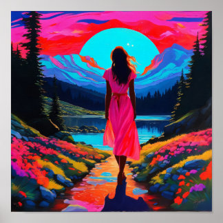 Poster Paysage écossais psychédélique