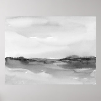 Poster Paysage en aquarelle noir et blanc 2
