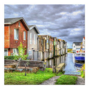 Poster Paysage en bateau du port de Bungalow