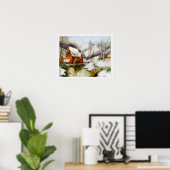 Poster Paysage enneigé avec roue à eau (Bureau à domicile)
