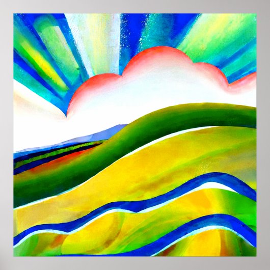 Poster Paysage ensoleillé arc-en-ciel (Devant)