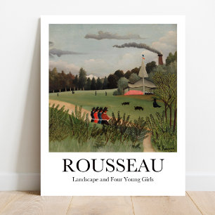 Poster Paysage et quatre jeunes filles par Henri Rousseau