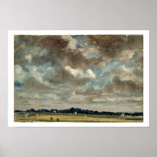 Poster Paysage étendu avec nuages gris, vers 1821 (huile (Devant)