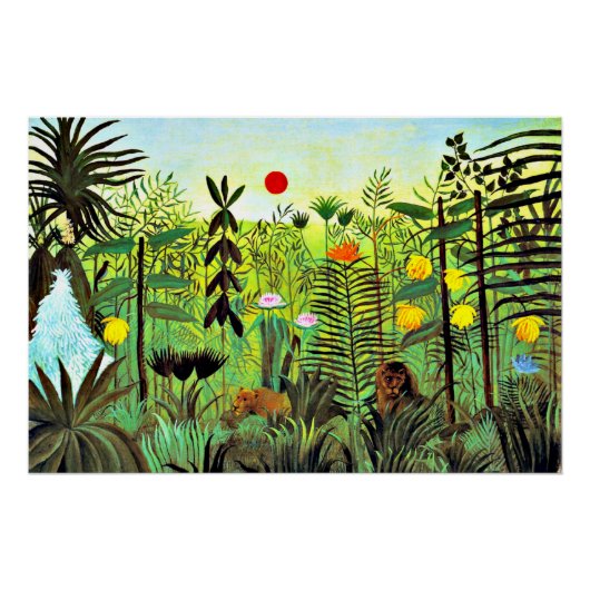 Poster Paysage exotique avec Lion et Lioness, (Devant)