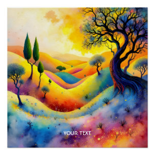 Poster Paysage Fantastique Mignon Lumineux Vibrant