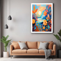 Paysage floral au coucher du soleil Art de la natu