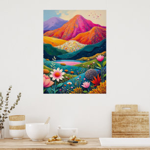 Poster Paysage floral vif - Nature vibrante
