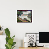 Poster Paysage fluvial avec bateau (Bureau à domicile)