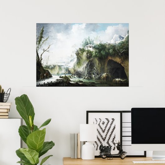 Poster Paysage fluvial en hiver, Francesco Foschi (Bureau à domicile)