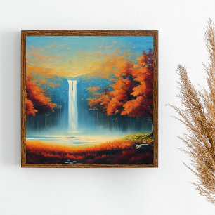 Poster Paysage forestier Abstrait avec arbres d'automne