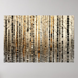 Poster Paysage forestier Art Décor Peinture Mosaïque