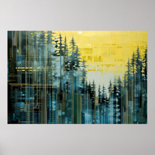 Poster Paysage forestier Art Décor Peinture Mosaïque