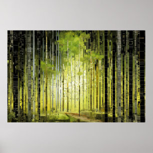 Poster Paysage forestier Art Décor Peinture Mosaïque