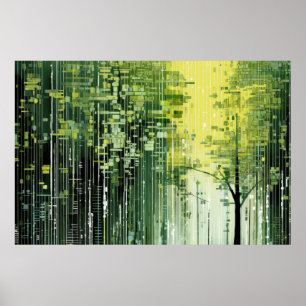 Poster Paysage forestier Art Décor Peinture Mosaïque