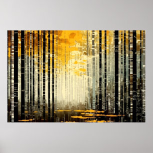 Poster Paysage forestier Art Décor Peinture Mosaïque
