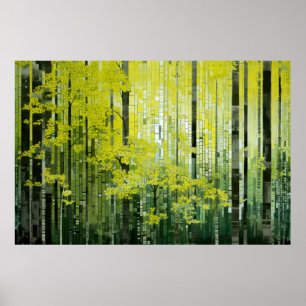 Poster Paysage forestier Art Décor Peinture Mosaïque