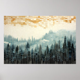 Poster Paysage forestier Art Décor Peinture Mosaïque