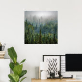 Poster Paysage forestier de pins brumeux (Bureau à domicile)