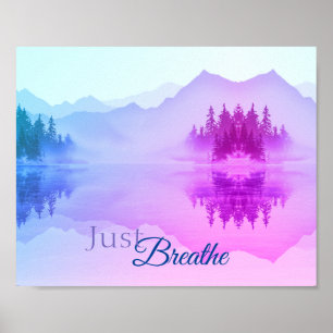 Poster Paysage forestier des Montagnes Roses Bleues Breat