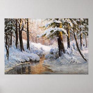 Poster Paysage forestier enneigé, Walter Moras