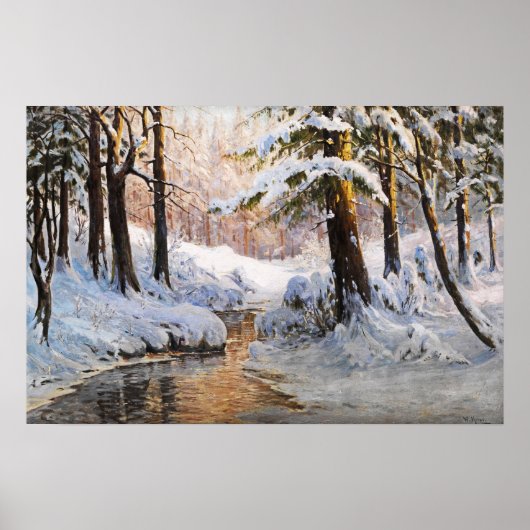 Poster Paysage forestier enneigé, Walter Moras (Devant)