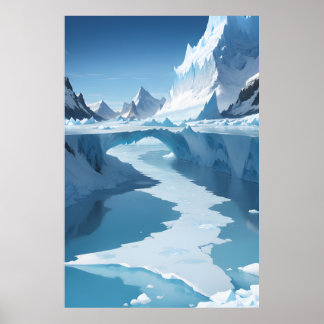 Poster Paysage gelé avec arche de glace