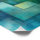 Poster Paysage géométrique - Coucher de soleil Turquoise  (Coin)