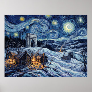 Poster Paysage historique de la nuit étoilée de Valley Fo
