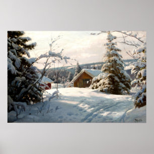 Poster Paysage hivernal ensoleillé par Peder Mork Monsted