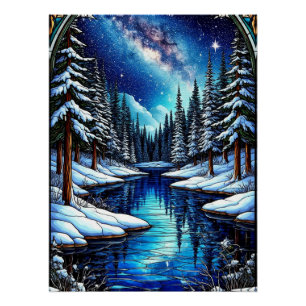 Poster Paysage hivernal époustouflant avec neige