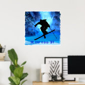 Poster Paysage hivernal et ski libre (Bureau à domicile)