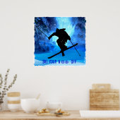 Poster Paysage hivernal et ski libre (Cuisine)